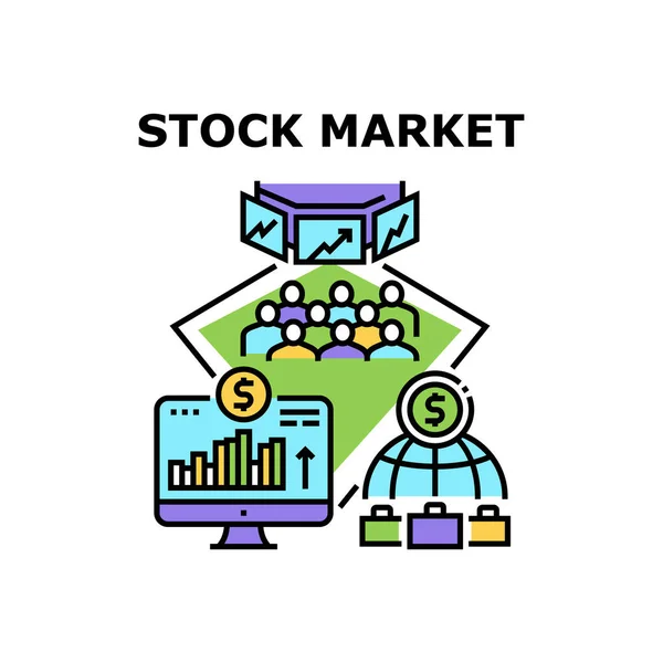 Koncepcja wektora rynku akcji Kolor Ilustracja — Wektor stockowy