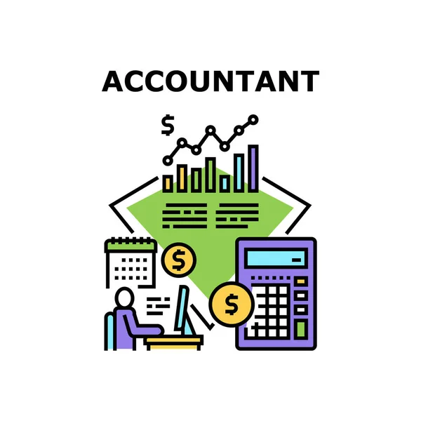 Accountant Job Vector Concept Kleur Illustratie — Stockvector