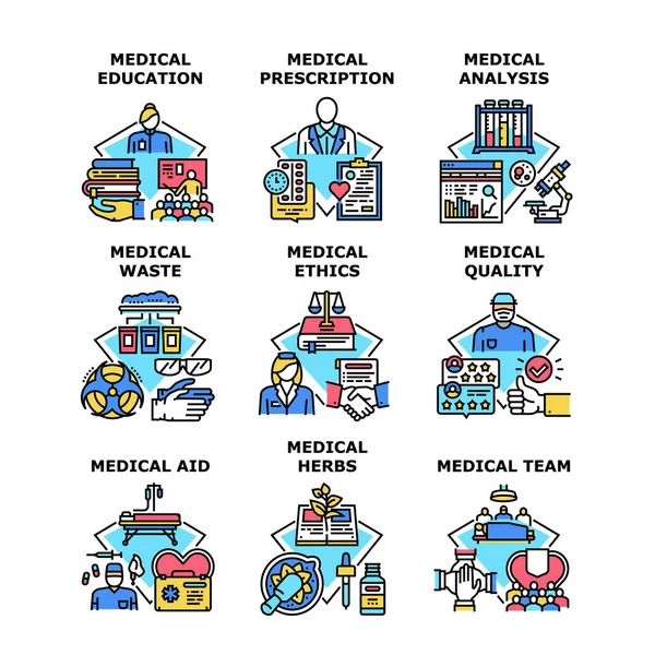 Medical Education Set Icons Vector Illustrations — стоковый вектор
