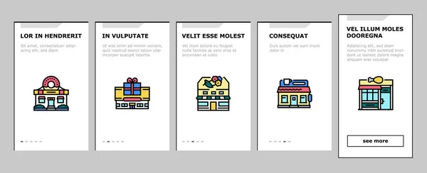Building Restaurant And Store Onboarding Icons Set Vector — Vettoriale Stock
