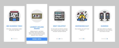 Müzik Festivali Ekipmanları Bindirme Simgeleri Vektörü Ayarladı