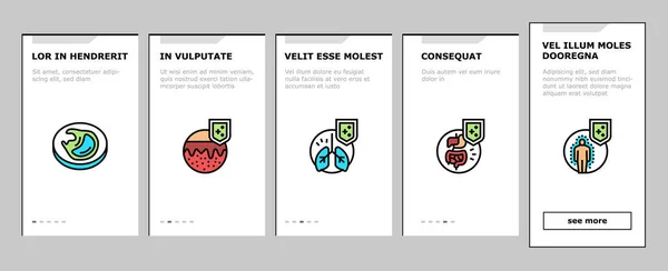 Immunsystem Krankheiten und Behandlung Onboarding Symbole Set Vektor — Stockvektor