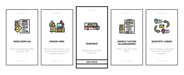 Post Office Delivery Service Onboarding Icons Set Vector — Stockový vektor