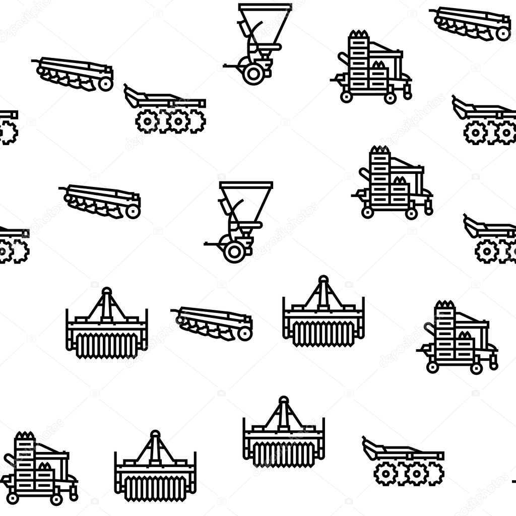 Farm Equipment And Transport Vector Seamless Pattern