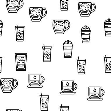 Kahve Tipleri Enerji Sabah İçeceği Vektörü Kusursuz Desen