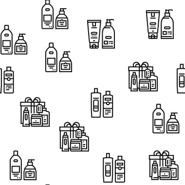 Kozmetik Paketi Güzellik Ürünleri Vektörü Kusursuz Desen