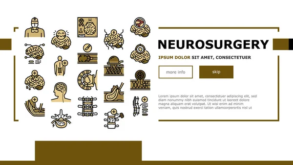 Neurosurgery Medical Treatment Landing Header Vector — стоковый вектор