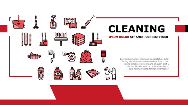 Cleaning And Washing Accessories Landing Header Vector - Stok Vektor