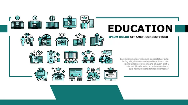 Higher Education And Graduation Landing Header Vector —  Vetores de Stock