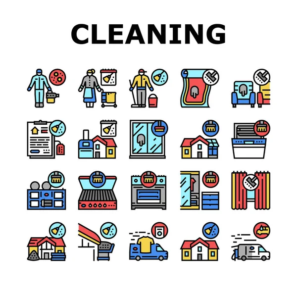 Cleaning Building And Equipment Icons Set Vector — Vettoriale Stock