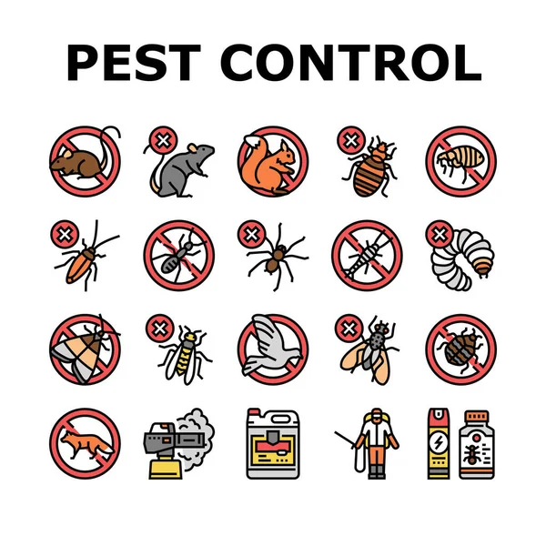 Pest Control Service Treatment Icons Set Vector — Stock Vector