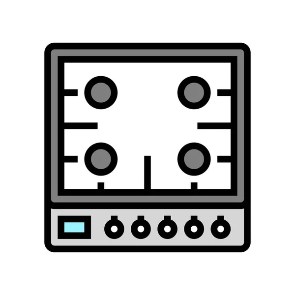 Illustration vectorielle d'icône de couleur de table de cuisson au gaz — Image vectorielle