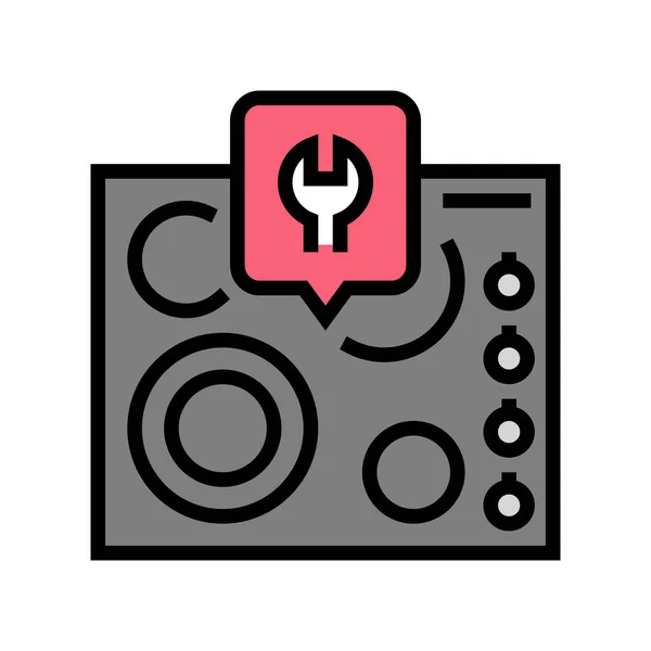 Electric cooktop repair color icon vector illustration — 图库矢量图片