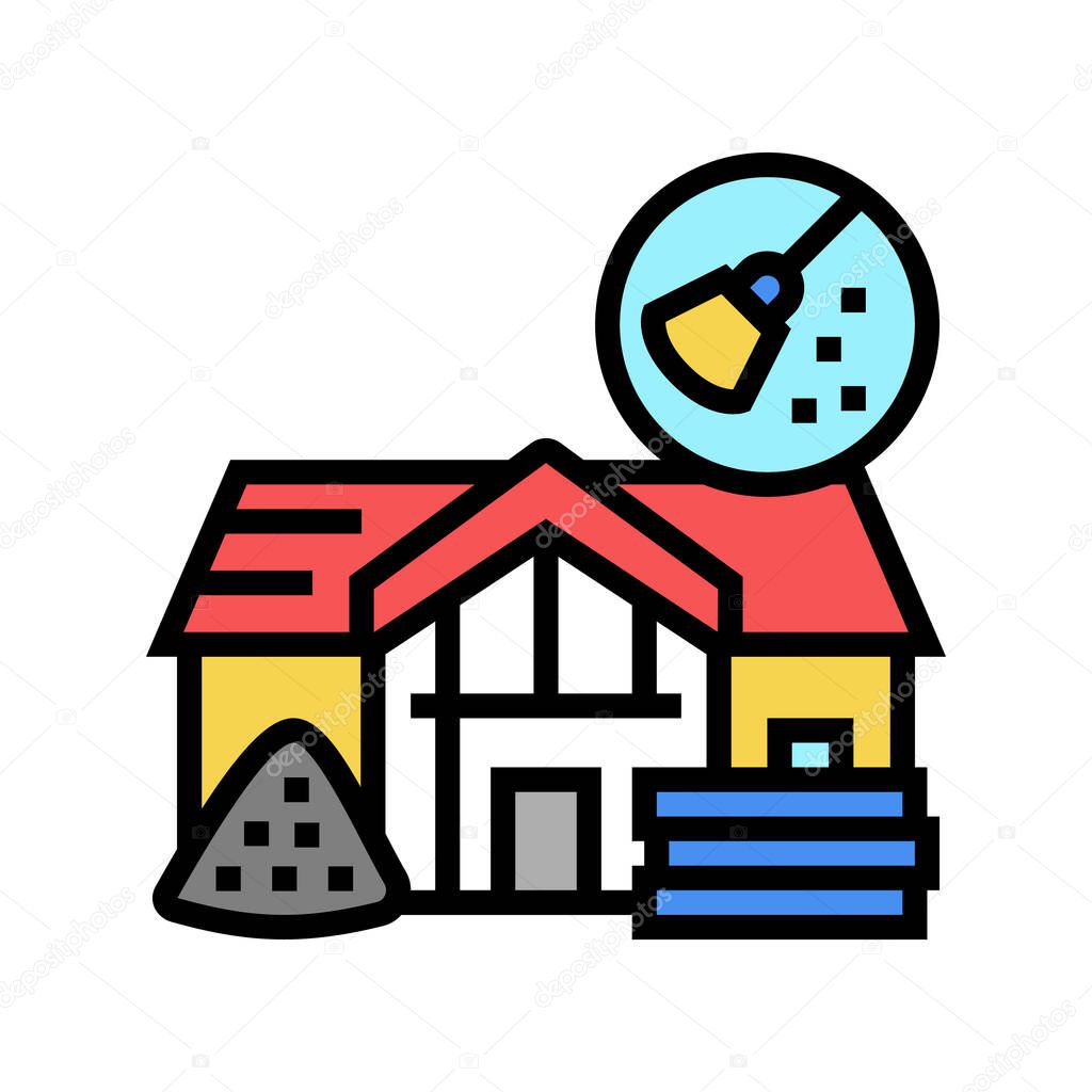after builders cleaning color icon vector illustration