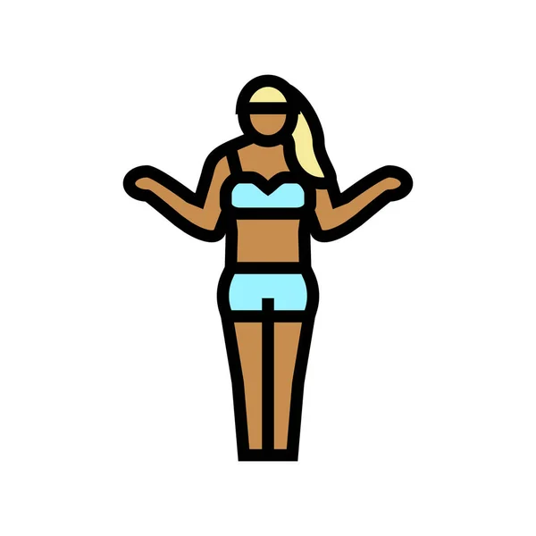 Gebruinde vrouw kleur pictogram vector illustratie — Stockvector