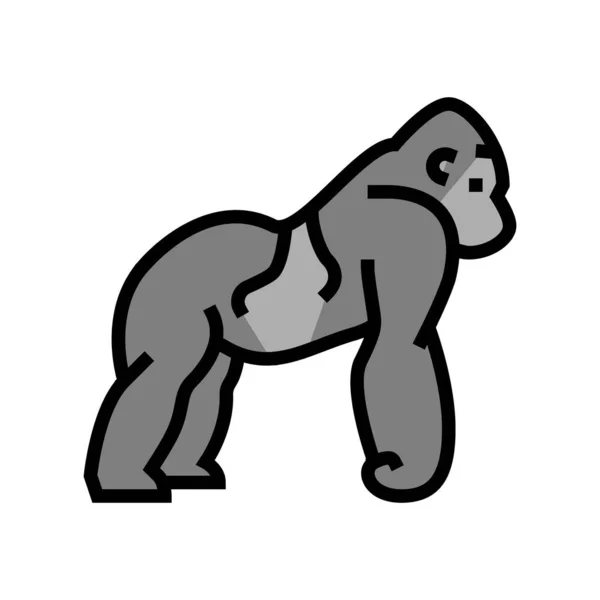 Goril vahşi hayvan rengi ikon vektör çizimi — Stok Vektör