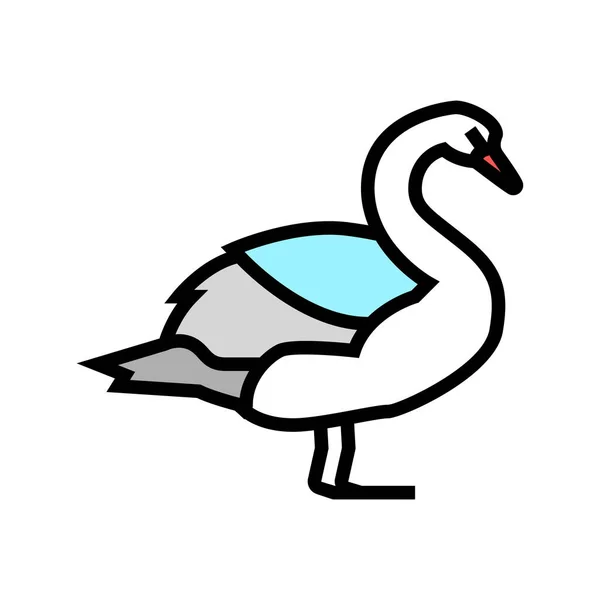 Labuť divoký pták barva ikona vektor ilustrace — Stockový vektor
