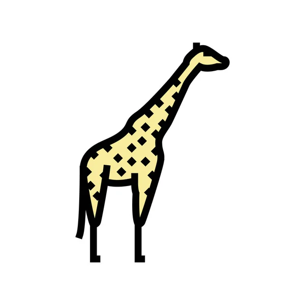 Жираф животных в зоопарке цвета иконок векторной иллюстрации — стоковый вектор