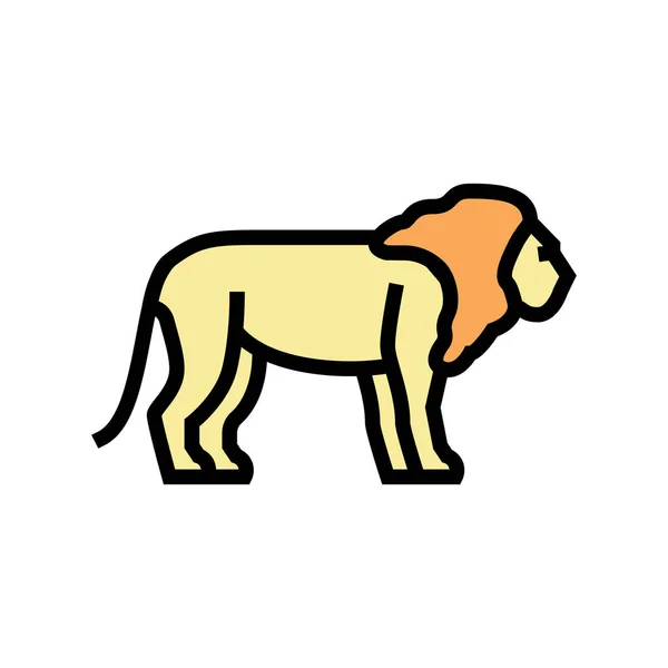 Leone animale in zoo icona a colori vettoriale illustrazione — Vettoriale Stock