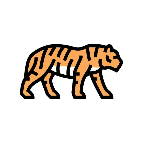 Animale tigre in zoo icona a colori vettoriale illustrazione — Vettoriale Stock