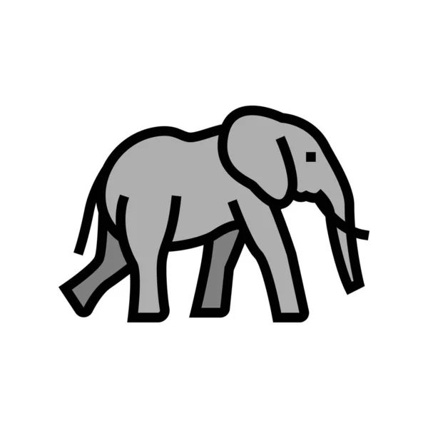 Animal elefante en zoológico icono de color ilustración vectorial — Vector de stock