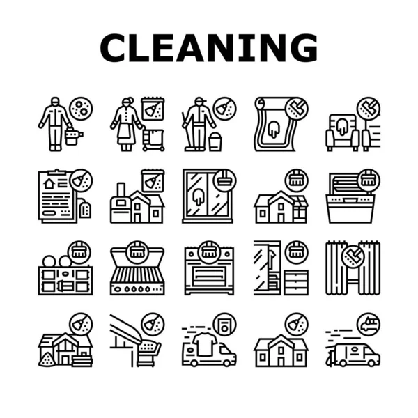 Cleaning Building And Equipment Icons Set Vector — Stock Vector