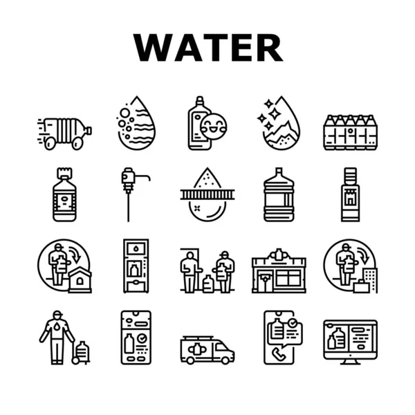 Water Delivery Service Business Icons Set Vector — Stock vektor