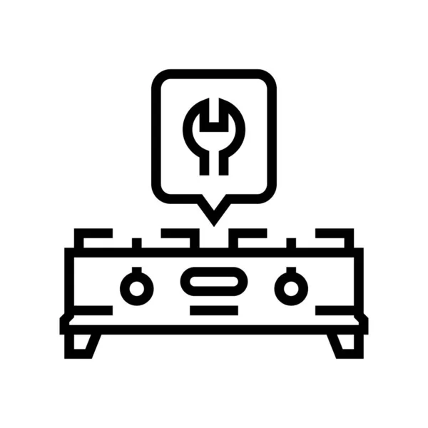 Fornuis keuken reparatie lijn pictogram vector illustratie — Stockvector