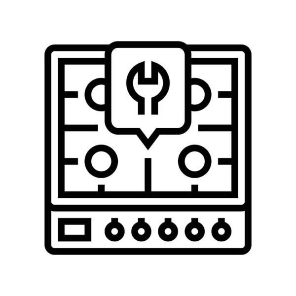 Illustration vectorielle d'icône de ligne de réparation de cuisinière à gaz — Image vectorielle