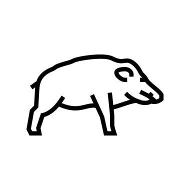 Yaban domuzu çizgisi ikon vektör çizimi