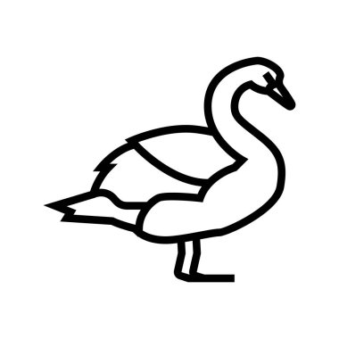 Kuğu yaban kuşu çizgisi ikon vektör çizimi