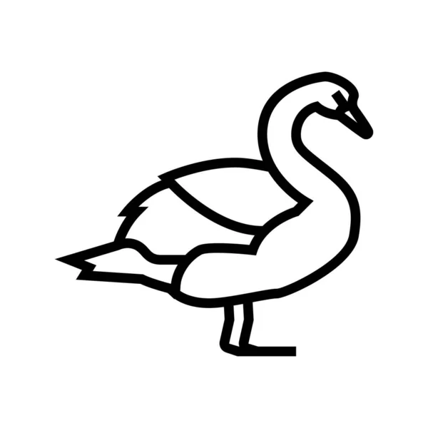 Cisne salvaje pájaro línea icono vector ilustración — Vector de stock