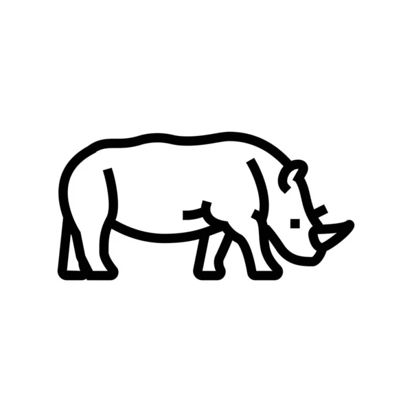 Hayvanat bahçesi çizgisi ikon vektör illüstrasyonunda gergedan hayvanı — Stok Vektör