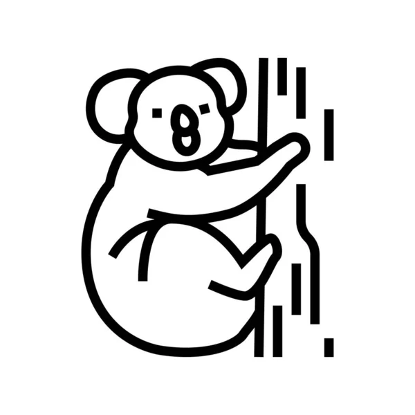 Animal koala en la línea del zoológico icono de la ilustración del vector — Vector de stock