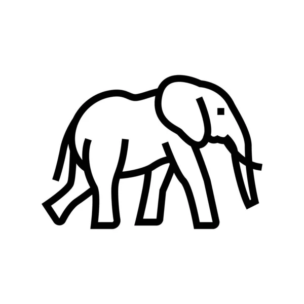 Éléphant animal dans zoo ligne icône vectoriel illustration — Image vectorielle