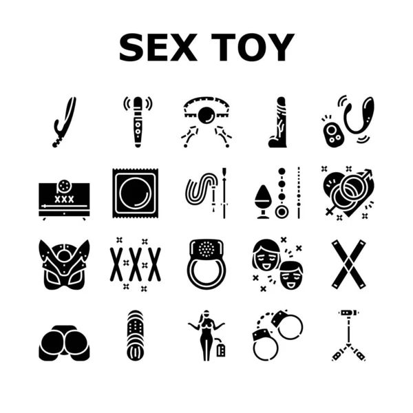 Sex Toy And Sexy Accessories Icons Set Vector — Stockvektor