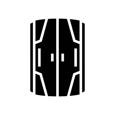 Kapalı dikey kabin solaryumu ekipmanı glifin vektör çizimi