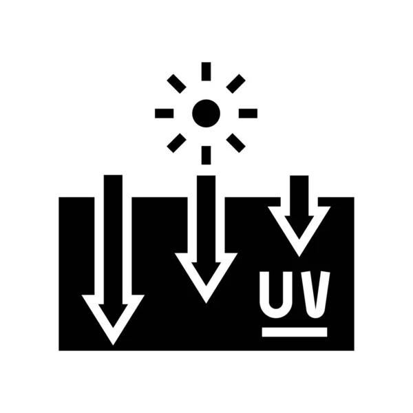 Bőrexpozíció UV-sugarak cserzési folyamat glyph ikon vektor illusztráció — Stock Vector