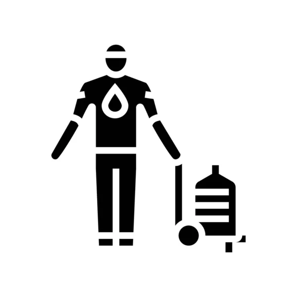 Deliveryman delivering water glyph icon vector illustration — Stock Vector