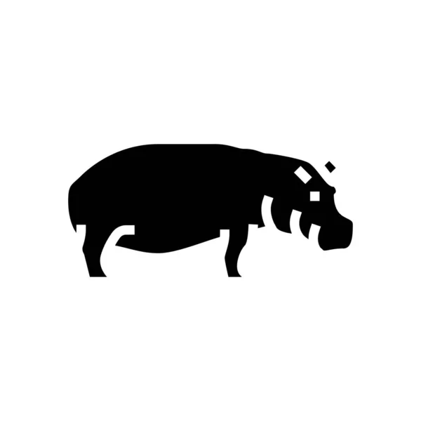 Hipopótamo animal salvaje glifo icono vector ilustración — Vector de stock