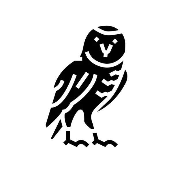 Hibou oiseau sauvage glyphe icône vectoriel illustration — Image vectorielle