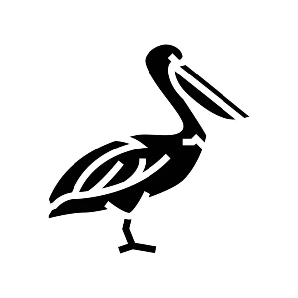 Pelicano pássaro selvagem glifo ícone vetor ilustração —  Vetores de Stock