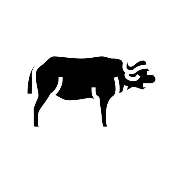Buffel zoogdier wild dier glyph pictogram vector illustratie — Stockvector