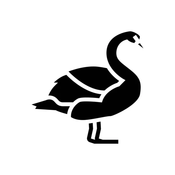 Cygne oiseau sauvage glyphe icône vectoriel illustration — Image vectorielle