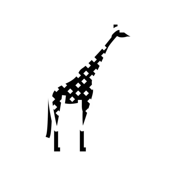Girafe animal dans zoo glyphe icône vectoriel illustration — Image vectorielle