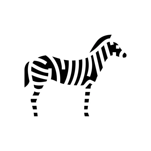 Animal de cebra en el icono del glifo zoológico ilustración vectorial — Vector de stock