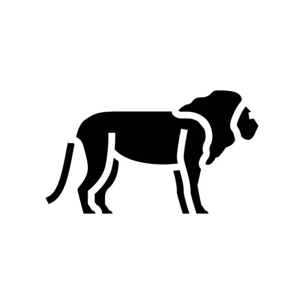 Animal león en el icono del glifo zoológico ilustración vectorial — Vector de stock