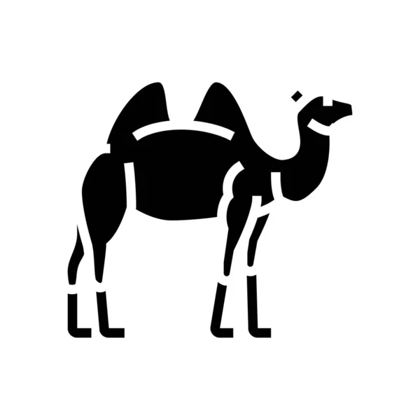 Animal camello en el icono del glifo del zoológico ilustración vectorial — Vector de stock
