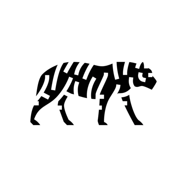 Tijger dier in dierentuin glyph pictogram vector illustratie — Stockvector