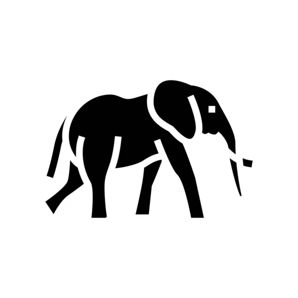 Animal elefante en zoológico icono glifo vector ilustración — Vector de stock